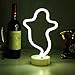 LUCUNSTAR Halloween Ghost Neon Signs LED Neon Night Light with Base Holder Table Decor for Kids Room Halloween Party Decorations(White Ghost)