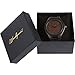 Wood Grain Handmade Mens Black Sandalwood Natural Wooden Watch - Genuine Black Leather Band