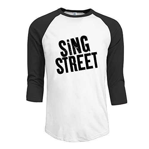 Bekey Men's Sing Street Logo Raglan Baseball T-shirtsTee Raglan Black - Large
