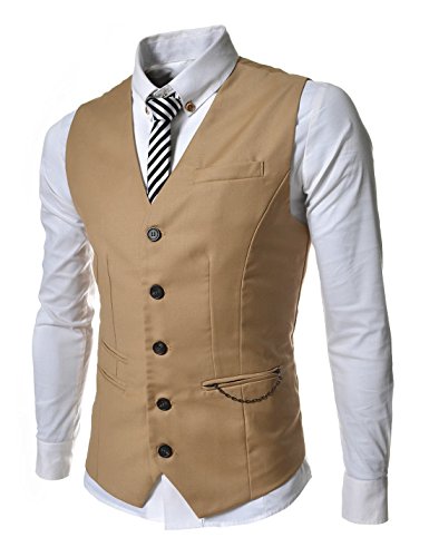 SVE Mens Slim fit Chain Point 3 Button Vest