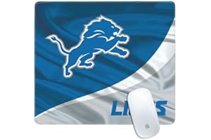 Skinit Small Gaming Mouse Pad - Officially Licensed Detroit Lions Design with Stitched Edges, Waterproof, Non-Slip Rubber Base, Desk Mat for Keyboard & Mouse, 12.6" x 11" inches