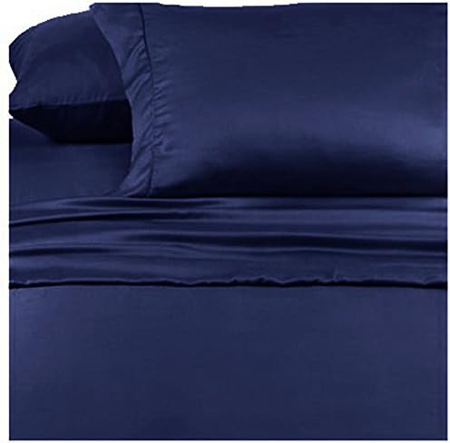 Scalasheets (Fitted Sheet and Pillowcase only) 800 Thread Count Fitted Sheet with deep Pockets 24 Inches and 2 Extra Pillowcase California King, Solid, Navy Blue, Egyptian Cotton
