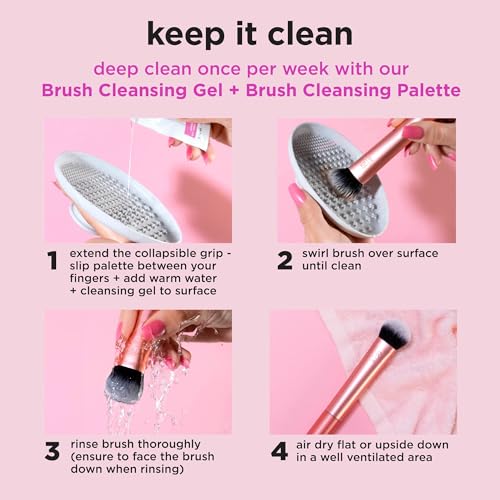REAL TECHNIQUES 6 PIECE EVERYDAY ESSENTIALS MAKEUP BRUSH SET, INCLUDES 4 BRUSHES & 2 MAKEUP SPONGES, FOR FOUNDATION, BLUSH, BRONZER, CONTOUR, EYESHADOW, & POWDER, TRAVEL GIFT SET, CRUELTY-FREE & VEGAN