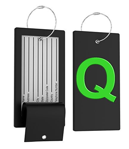 Luggage Tag Initial Bag Tag - Fully Bendable Tag w/ Stainless Steel Loop