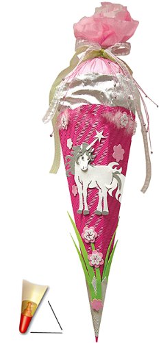 8 TLG. Set: Bastelset Schultüte - 85 cm + Schulbox/Kreativbox + Mappe + 6 Schulartikel - Einhorn & Blumen Mädchen… – Bild 8