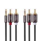RCA to 3.5mm,[2-Pack] CableCreation 3.5mm 1/8'' to 2RCA Male Auxiliary Stereo Audio Y Splitter Gold-Plated for Smartphones, MP3, Tablets, Speakers,Home Theater,HDTV,3ft/1M