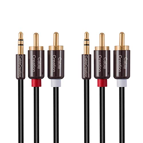 RCA to 3.5mm,[2-Pack] CableCreation 3.5mm 1/8'' to 2RCA Male Auxiliary Stereo Audio Y Splitter Gold-Plated for Smartphones, MP3, Tablets, Speakers,Home Theater,HDTV,3ft/1M