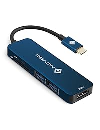NOVOO USB C Hub 5 en 1 de aluminio con adaptador HDMI 4K, 2 puertos USB 3.0, 1 puerto de memoria SD, 1 lector de tarjetas microSD para MacBook Pro 2017 2016, HW MateBook, Google Chromebook Pixel, Samsung S8 y más Azul