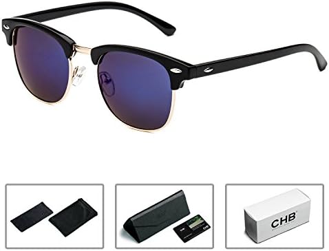 CHB Women's Men's Half Frame Rim Classic Wayfarer Sunglasses Polarized UV400