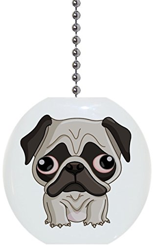 Pug Dog with Big Eyes Solid Ceramic Fan Pull