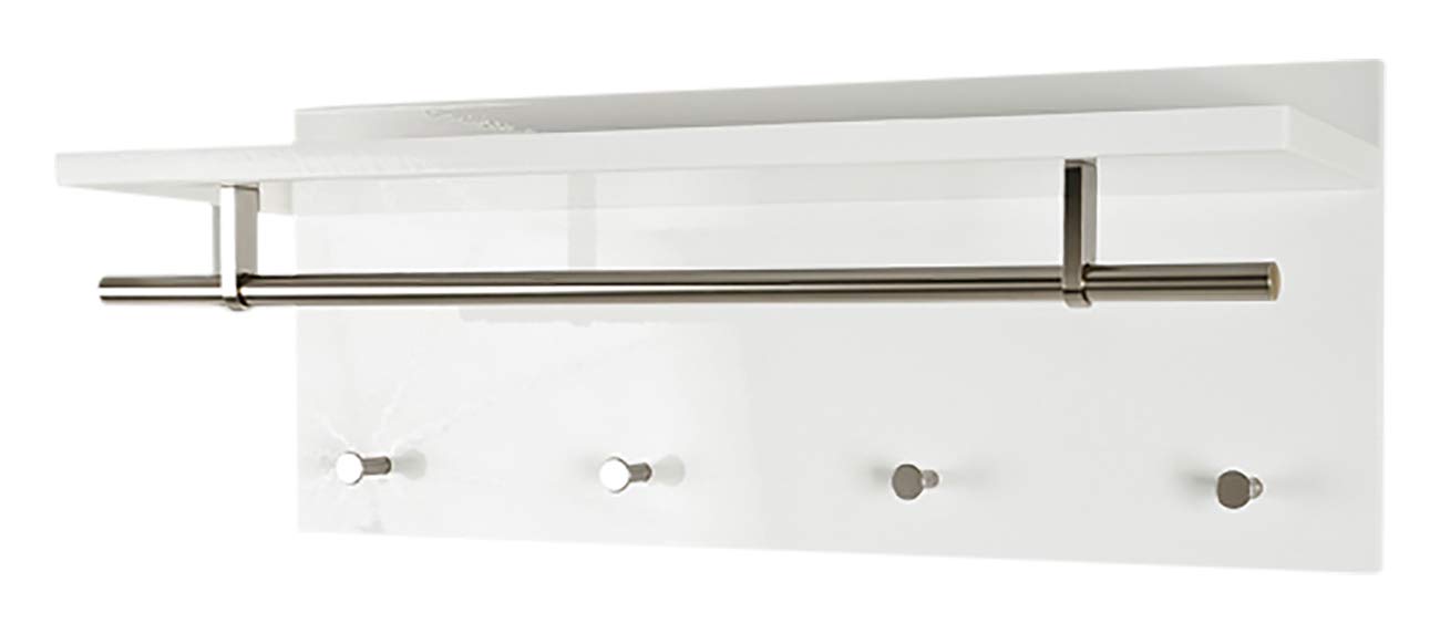 HAKU Wardrobe Stainless Steel Look, White, MDF - Dim.: W 75 x H 30 x D 26 cm, Style: Modern