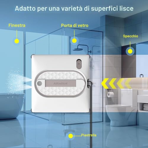 AlfaBot GLS480 Robot Window Cleaning Robot | Automatic Window Cleaner 5000 Pa with 4 Spray Nozzles, 5 Cleaning Modes, 100 ml Tank