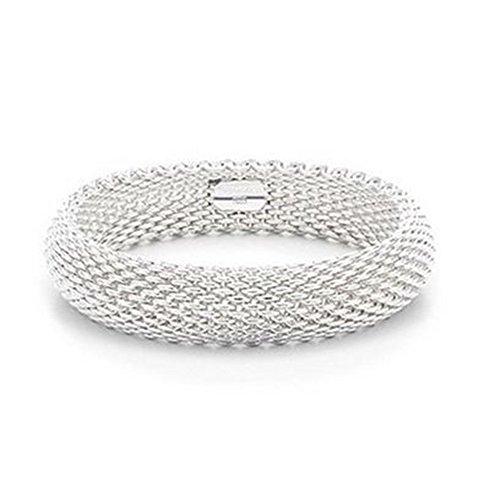 Sephla 925 Sterling Silver Plated Silky Chains Mesh Bracelet for Women (Medium)