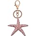 Bolbove Big Sparkling Starfish Keychain Blingbling Keyring Crystal Rhinestones Purse Pendant Handbag Charm (Pink)
