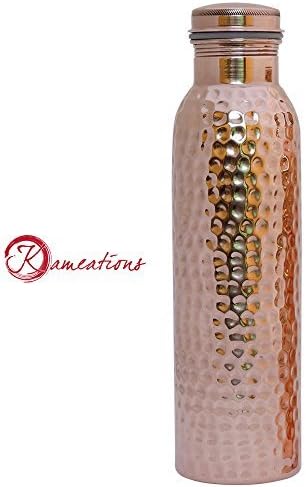 Kameations Hammered Copper Bottle 1000 ML (34 OZ) Joint Free with Ayurvedic benefited 100% pure & Leak Proof Bottle