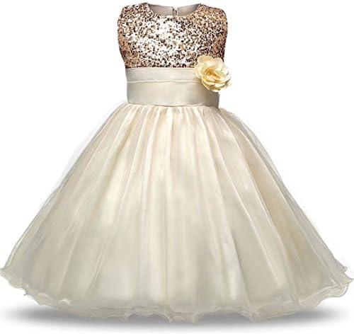Oukaiyi Baby Girl Flower Sequin Princess Tutu Tulle Baby Party Dress