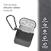 GMYLE AirPod Case, Silicone Protective Cover Skins with Keychain for Airpods Earbuds Wireless Charging Case, Accessories Set Compatible with Apple AirPods 2 & 1, Ash Grey [Front LED Visible]