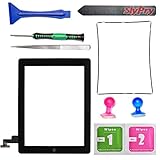 Prokit for New Black iPad 2 Digitizer Touch Screen Front Glass Assembly - Includes Home Button + Camera Holder + PreInstalled Adhesive with SlyPry tools kit