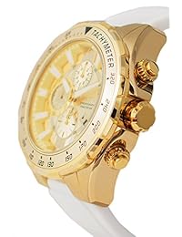 Invicta "aviator Gold-tone y silicona reloj Casual cuarzo, color: blanco (Modelo: 24578)