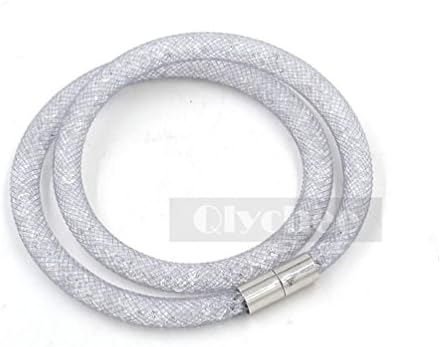 Flamboyantgoods Women Fashion Stardust Crystal Wrap Mesh Magnetic Clasp Bracelet Necklace Gray