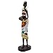 African Statue for Home Decor, African Figurine Sculpture Colorful Dress Sitting Down Holding Vase Lady Statues Collectible Art Piece 10.5
