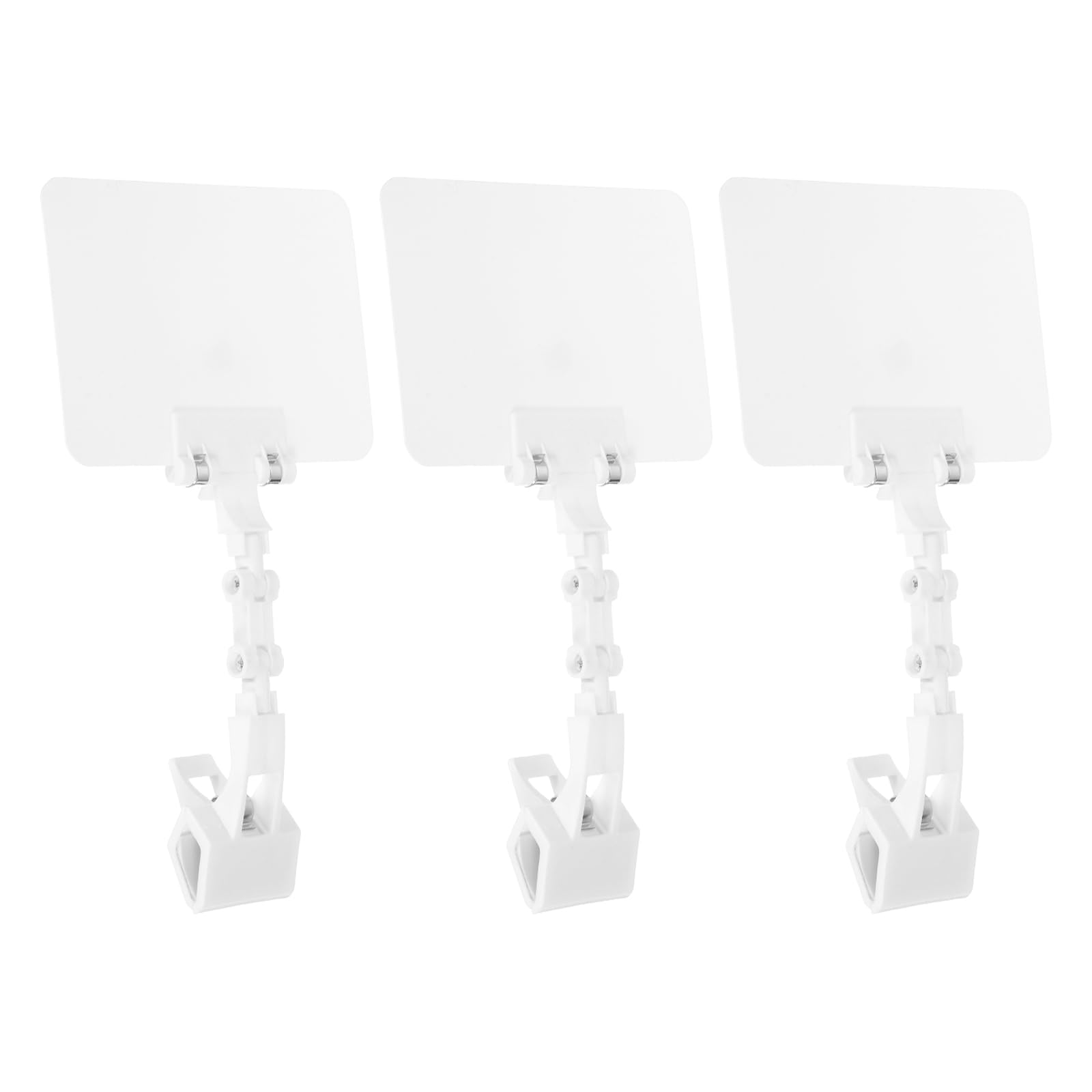PATIKIL Sign Holder Clip 7" x 2",3 Pcs Double Head Swivel Sign, Rotating Erasable Price Display Holder with Clamp Clip for Supermarket Business Merchandise,White