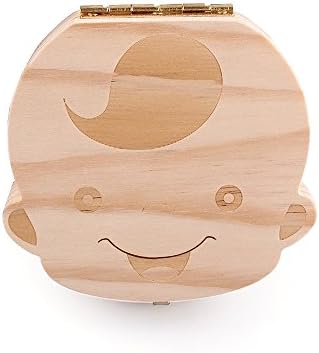 Willway Baby Teeth Box Keepsake Organizer Wooden Boxes Personality Deciduous Souvenir Box (English, for boy)