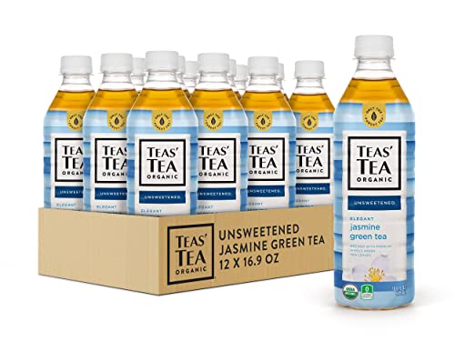 Teas' Tea Unsweetened Jasmine Green Tea 16.9 Ounce (Pack of 12) Organic, Sugar Free, 0 Calories