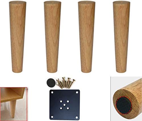 4つの木製家具の足のセット テーパークリアコーティングされたオークテーブルの脚 交換用ベッドの脚 ベンチ用 キッチン エンドテーブル 椅子 取り付けアクセサリーを含む 30cm 11 8in Laboratoriobiologico Com Br