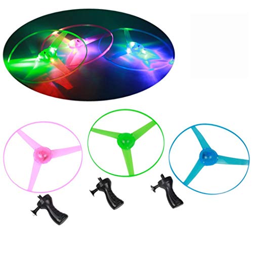 image for Kanzd Funny Colorful Pull String UFO LED Light up Flying Saucer Disc K