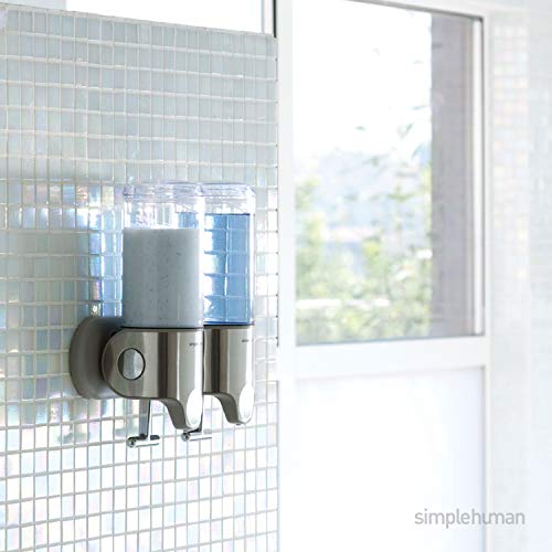simplehuman Double Wall Mount Shower Pump, 2 x 15 fl. oz. Shampoo and