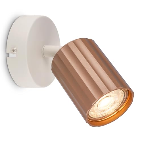 Briloner - Wall Light with Grooves, Adjustable, GU10, max. 9W, Wall Lamp, Wall Lights Indoor, Lounge Wall Lights, Wall Light Bedroom, Kitchen Wall Lamp, 8X8X12.5 cm, Coffee