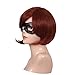 FantaLook Short Reddish Brown Costume Cosplay Wig with Eye Mask for Female