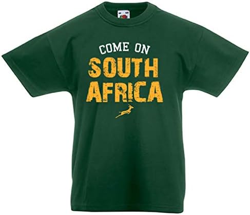 Kids Come On South Africa Rugby T-Shirt Gift Top World Cup 2019 Bottle-Green