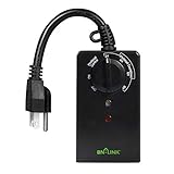 BN-LINK Outdoor 24-Hour Timer With Photocell Light Sensor, Water Resistant Photoelectric Countdown Timer(2, 4, 6 or 8 Hours Mode), Weatherproof, Two (2) Grounded Outlets for Home and Garden, Black
