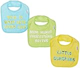 Gerber Unisex-Baby Newborn 3 Pack Terry Bib with Sayings Green, Green, One Size
