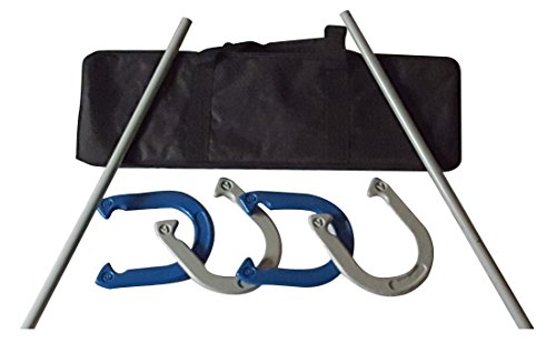 Driveway Games Metal Horseshoe Set. Professional Steel Throwing Horseshoes, Stakes & Carrying Case. Outdoor Pitching Toss Game