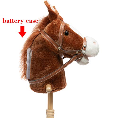 HollyHOME Stick Horse with Wood Wheels Real Pony Neighing and Galloping