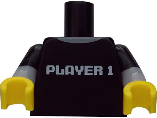 LEGO Minifigure Parts -- Body: Black Shirt with "PLAYER 1" Print (PACK OF 2)