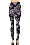 VIV Collection Regular Size Printed Brushed Leggings (Floral Pathway)