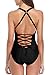 SOCIALA Sexy One Piece Swimsuits for Women High Cut Ladies Bathing Suit BacklessMonokini Black XL