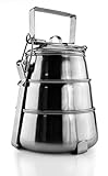 Stainless Steel Tiffin, 3-Tiered Metal India-Style Lunch Box/Bento/Cookie Container