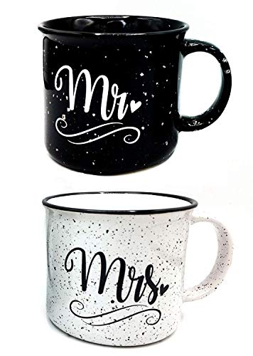 Mr and Mrs Couples Camping Pack Ceramic Coffee Mug Set - Unique Wedding Gift For Bride and Groom - His and Hers Anniversary Present Husband and Wife - Engagement Gifts For Him and Her (Mrs & Mrs Mugs) - Thumbnail 6
