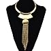 Fashion Gold Silver Necklace Choker Bib Collar Long Box Chain Tassel Pendant Geometric Necklaces (Gold)