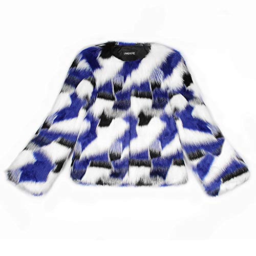 Faux Fur Jacket, Misaky Women's Autumn Winter Warm Coat Gradient Color Parka Outerwear(Blue , Large)