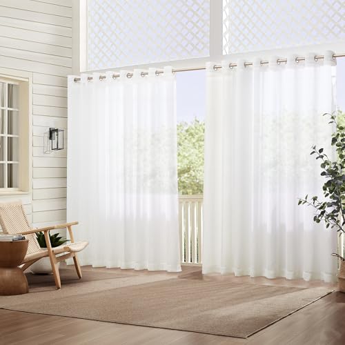 Elrene Home Fashions Carmen Sheer Extra-breiter Vorhang für drinnen und draußen, 1 Paneel, 365,8 x 213,4 cm, Weiß