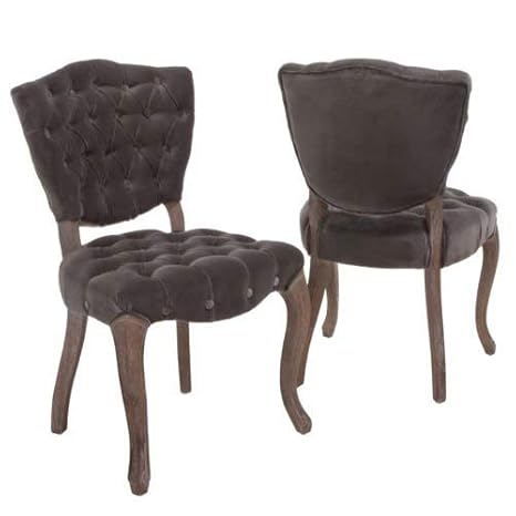 Best Selling Lane Tufted Fabric Dining Chair Charcoal Set Of 2