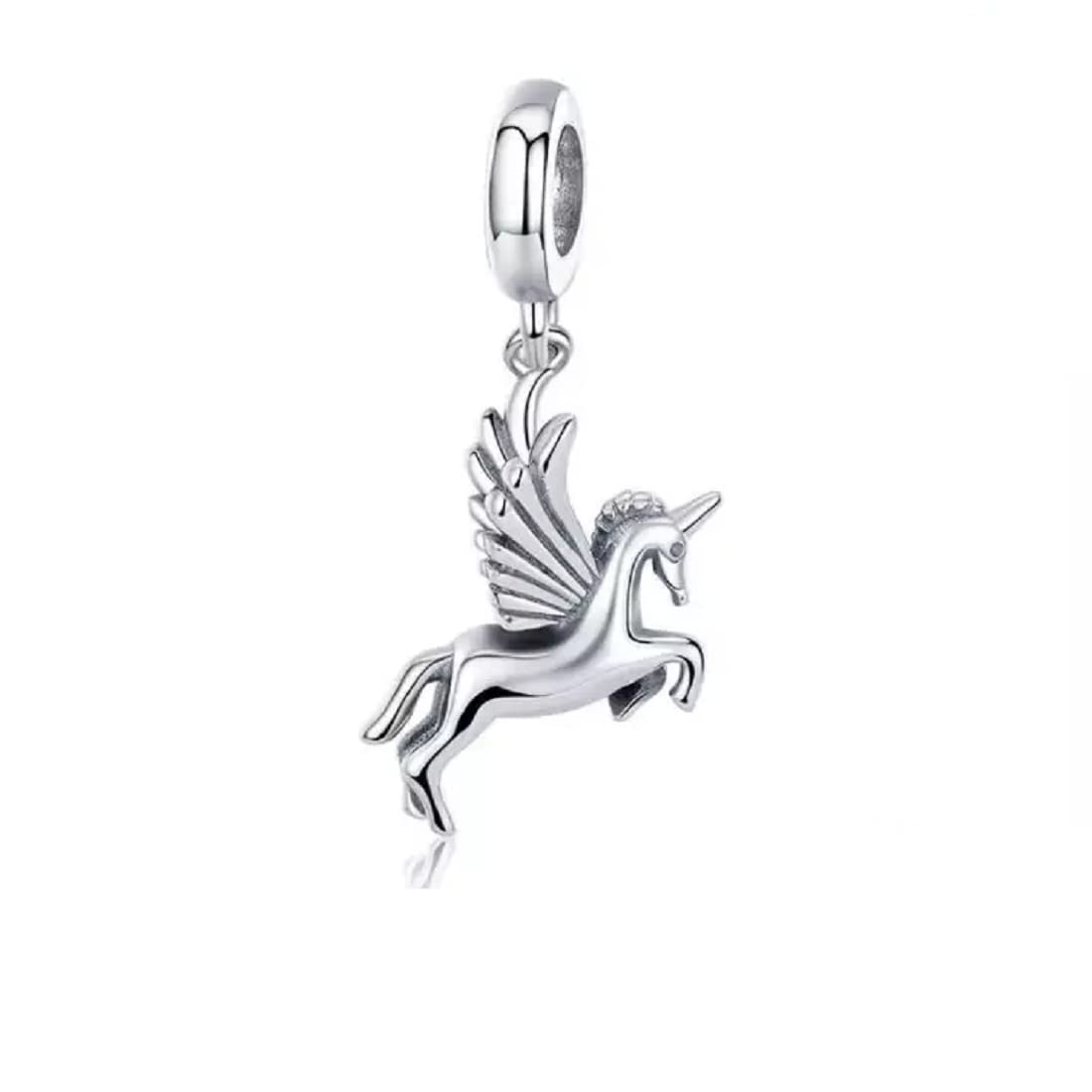 FeatherWish Sterling Silver 925 Charm Unicorn Horse Pony Animal Dangle Pendant Fits And Compatible With Pandora Bracelets Gift Birthday Daughter Friend Wife Sister (Retro)
