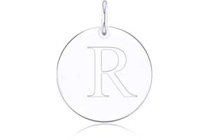 LGSY 925 Sterling Silver Mini Initial Disc Round Charm Pendant for Women Jewelry