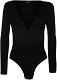 WearAll Plus Size Women's Wrap V Neck Long Sleeve Bodysuit Top